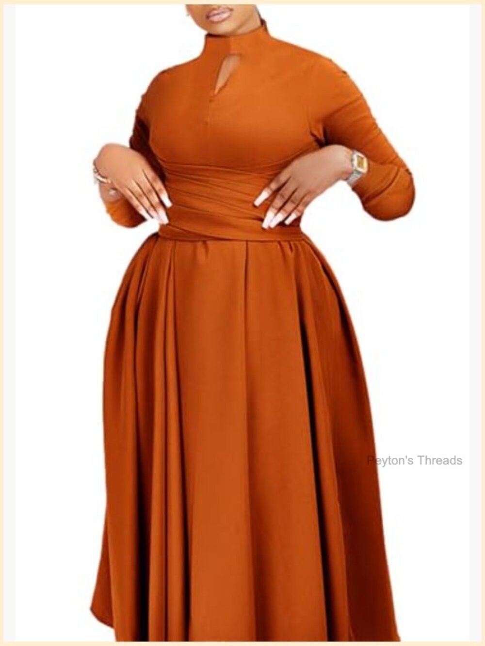 Plus Size Long Sleeve A Line Flowy Cocktail Maxi Dress Semi Formal - Picture 2 of 7